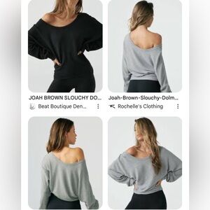 Joah Brown Crop cut off sweatshirt One Size scoop neck size OS
